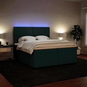 Κρεβάτι Boxspring με Στρώμα Σκούρο Πράσινο 200x200εκ. Βελούδινο