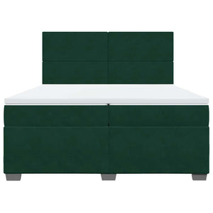 Κρεβάτι Boxspring με Στρώμα Σκούρο Πράσινο 200x200εκ. Βελούδινο