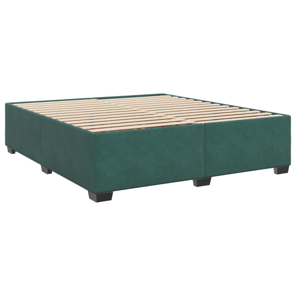 Κρεβάτι Boxspring με Στρώμα Σκούρο Πράσινο 200x200εκ. Βελούδινο