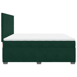 Κρεβάτι Boxspring με Στρώμα Σκούρο Πράσινο 200x200εκ. Βελούδινο