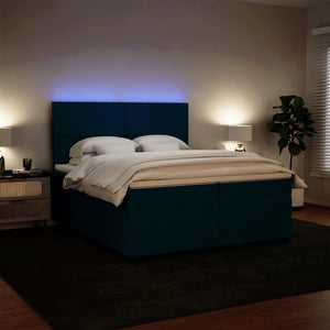 Κρεβάτι Boxspring με Στρώμα Μπλε 200x200 εκ. Βελούδινο - Pakobazaar