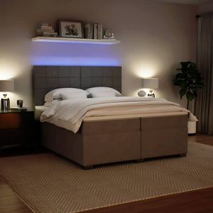 Κρεβάτι Boxspring με Στρώμα Ανοιχτό Γκρι 200x200 εκ. Βελούδινο - Pakobazaar