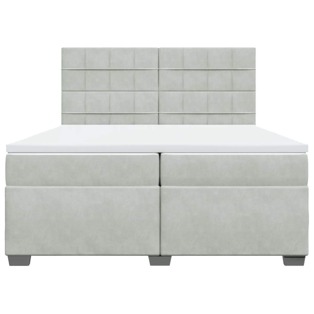 Κρεβάτι Boxspring με Στρώμα Ανοιχτό Γκρι 200x200 εκ. Βελούδινο - Pakobazaar