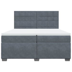Κρεβάτι Boxspring με Στρώμα Σκούρο Γκρι 200x200 εκ. Βελούδινο - Pakobazaar