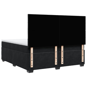 Κρεβάτι Boxspring με Στρώμα Μαύρο 200x200 εκ. Βελούδινο - Pakobazaar