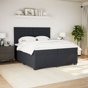 Κρεβάτι Boxspring με Στρώμα Μαύρο 200x200 εκ. Βελούδινο - Pakobazaar