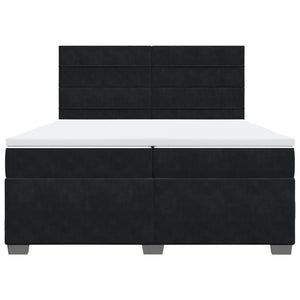 Κρεβάτι Boxspring με Στρώμα Μαύρο 200x200 εκ. Βελούδινο - Pakobazaar