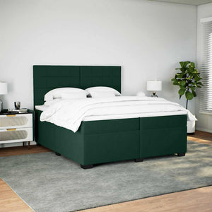 Κρεβάτι Boxspring με Στρώμα Σκούρο Πράσινο 200x200εκ. Βελούδινο - Pakobazaar