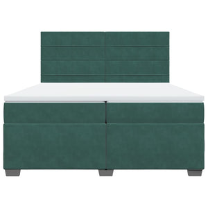 Κρεβάτι Boxspring με Στρώμα Σκούρο Πράσινο 200x200εκ. Βελούδινο - Pakobazaar