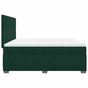 Κρεβάτι Boxspring με Στρώμα Σκούρο Πράσινο 200x200εκ. Βελούδινο - Pakobazaar