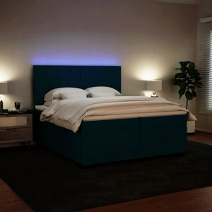 Κρεβάτι Boxspring με Στρώμα Μπλε 200x200 εκ. Βελούδινο - Pakobazaar