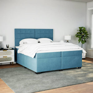 Κρεβάτι Boxspring με Στρώμα Μπλε 200x200 εκ. Βελούδινο - Pakobazaar