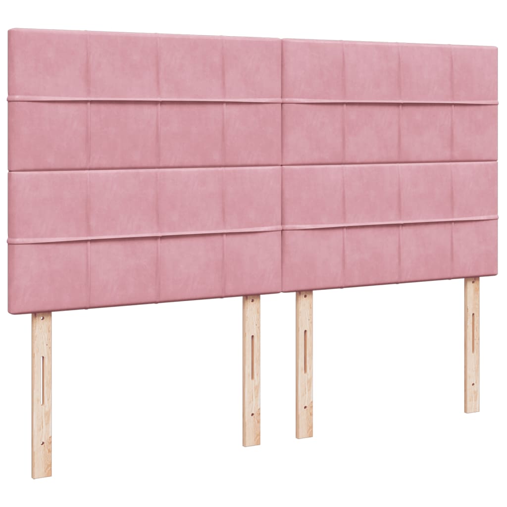 Κρεβάτι Boxspring με Στρώμα Ροζ 200x200 εκ. Βελούδινο - Pakobazaar