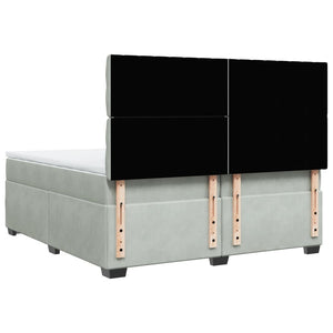 Κρεβάτι Boxspring με Στρώμα Ανοιχτό Γκρι 200x200 εκ. Βελούδινο - Pakobazaar