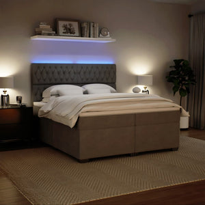 Κρεβάτι Boxspring με Στρώμα Ανοιχτό Γκρι 200x200 εκ. Βελούδινο - Pakobazaar