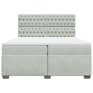 Κρεβάτι Boxspring με Στρώμα Ανοιχτό Γκρι 200x200 εκ. Βελούδινο - Pakobazaar