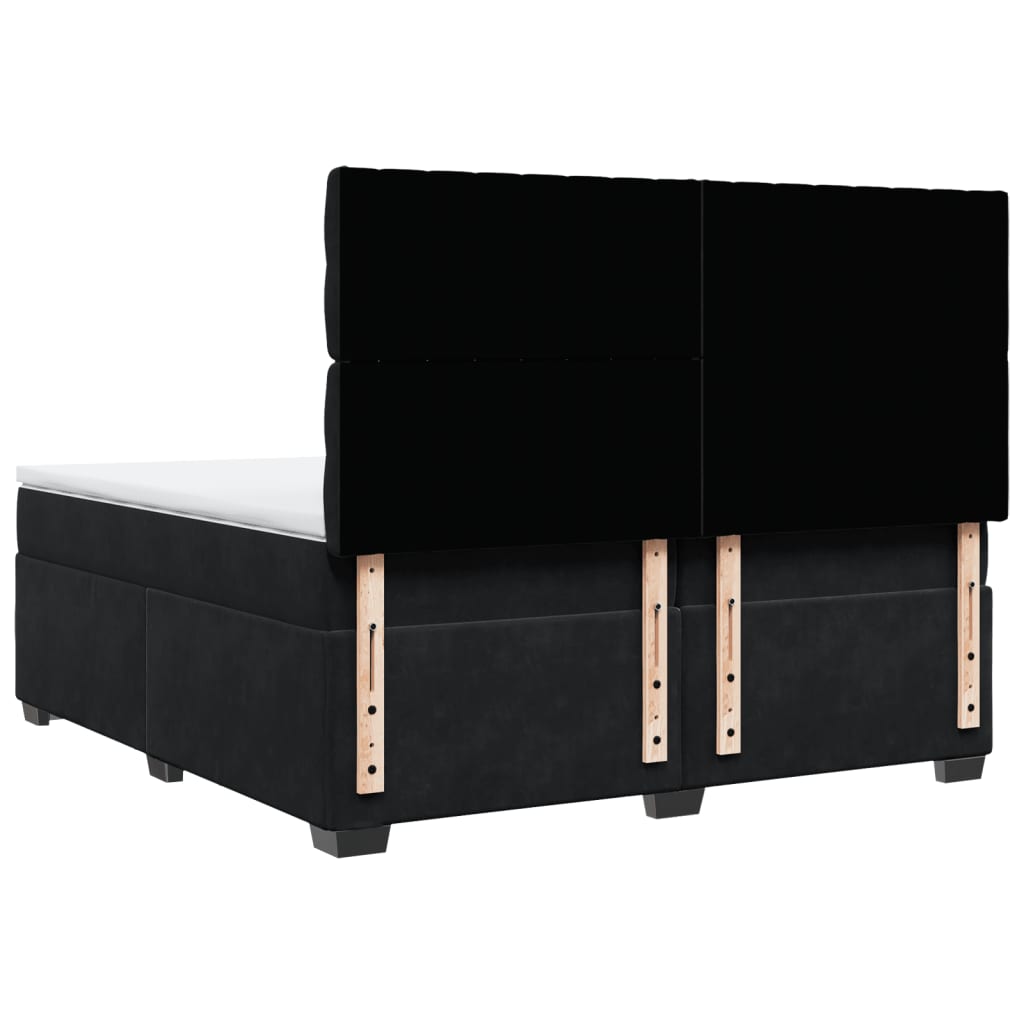 Κρεβάτι Boxspring με Στρώμα Μαύρο 200x200 εκ. Βελούδινο - Pakobazaar
