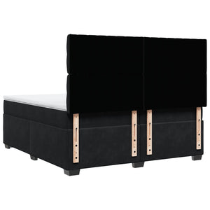 Κρεβάτι Boxspring με Στρώμα Μαύρο 200x200 εκ. Βελούδινο - Pakobazaar
