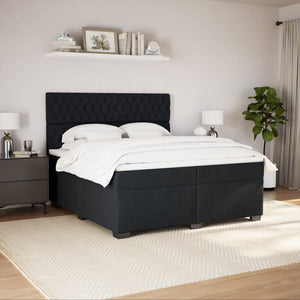 Κρεβάτι Boxspring με Στρώμα Μαύρο 200x200 εκ. Βελούδινο - Pakobazaar