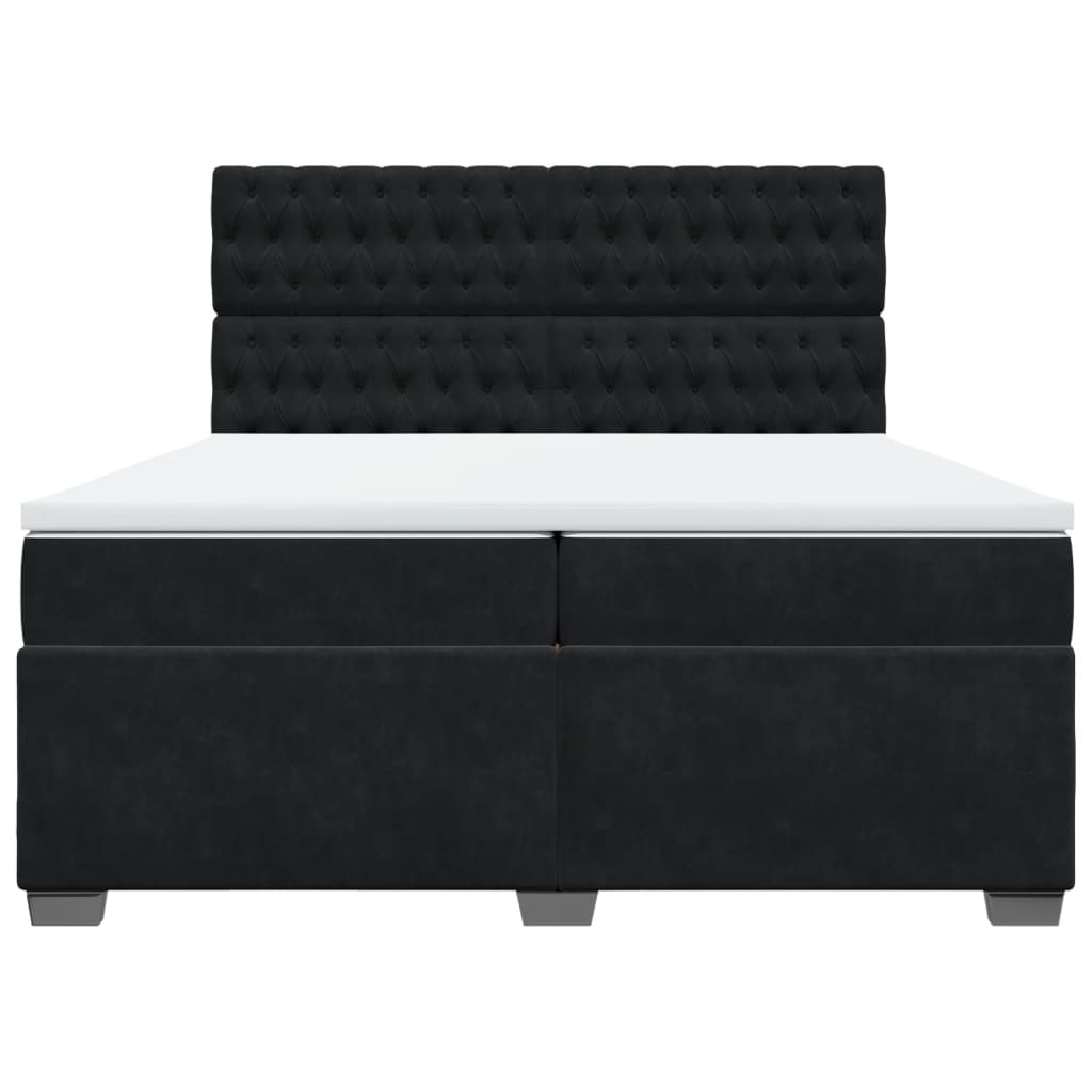 Κρεβάτι Boxspring με Στρώμα Μαύρο 200x200 εκ. Βελούδινο - Pakobazaar