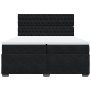 Κρεβάτι Boxspring με Στρώμα Μαύρο 200x200 εκ. Βελούδινο - Pakobazaar