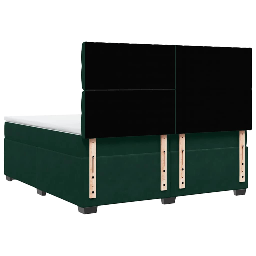 Κρεβάτι Boxspring με Στρώμα Σκούρο Πράσινο 200x200εκ. Βελούδινο - Pakobazaar
