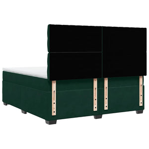 Κρεβάτι Boxspring με Στρώμα Σκούρο Πράσινο 200x200εκ. Βελούδινο - Pakobazaar