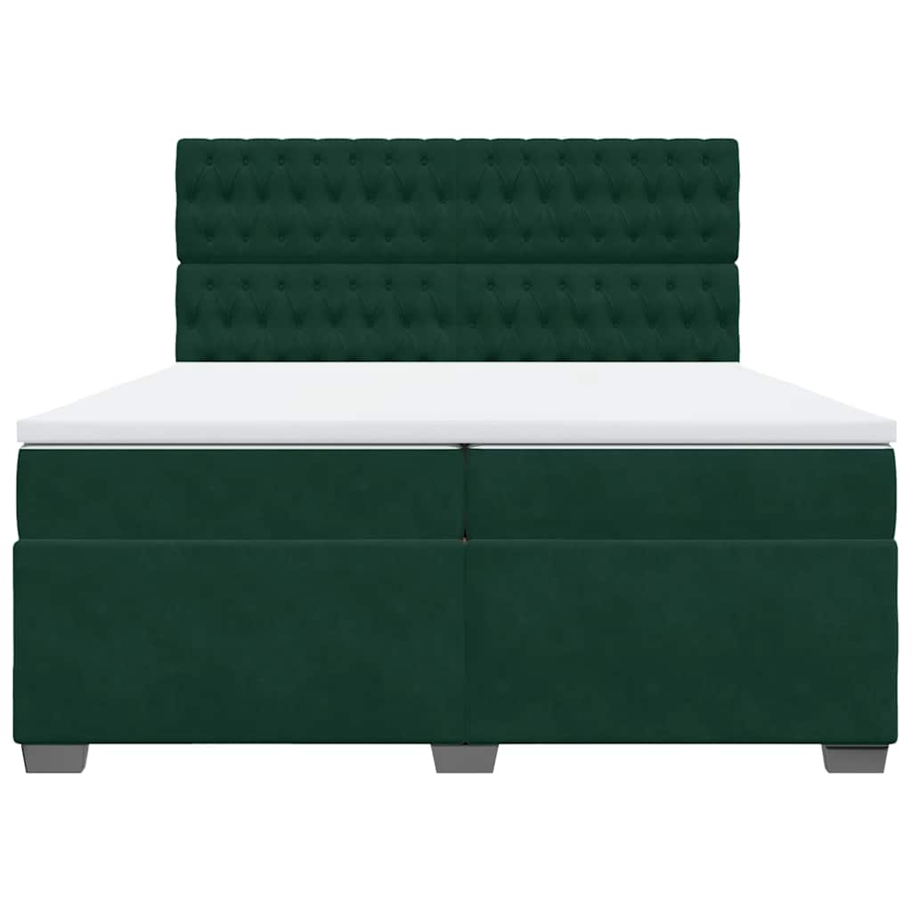 Κρεβάτι Boxspring με Στρώμα Σκούρο Πράσινο 200x200εκ. Βελούδινο - Pakobazaar
