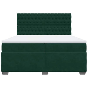 Κρεβάτι Boxspring με Στρώμα Σκούρο Πράσινο 200x200εκ. Βελούδινο - Pakobazaar