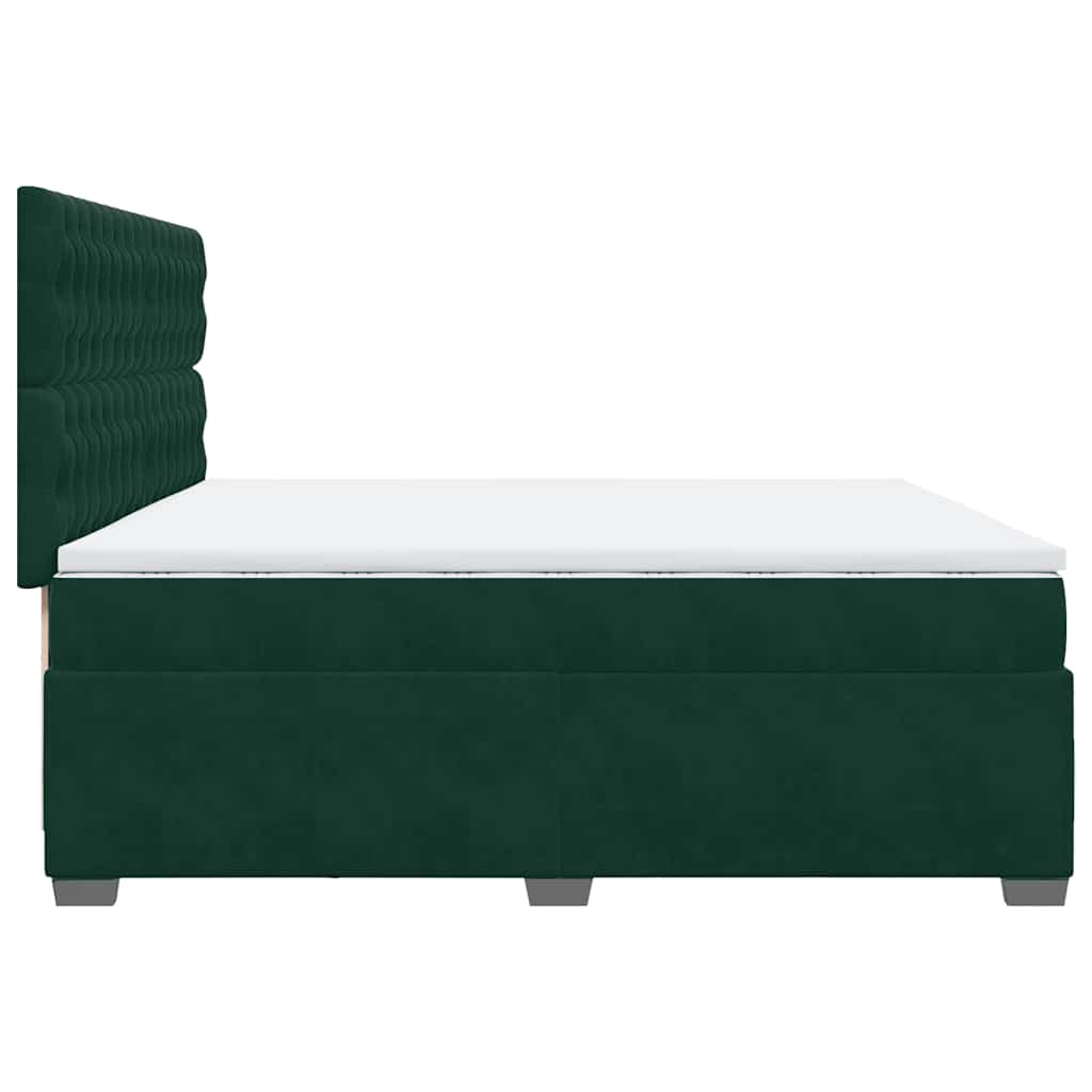 Κρεβάτι Boxspring με Στρώμα Σκούρο Πράσινο 200x200εκ. Βελούδινο - Pakobazaar