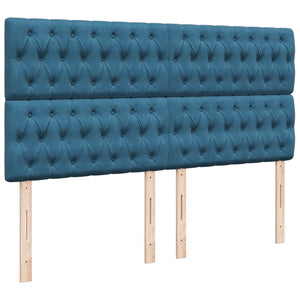 Κρεβάτι Boxspring με Στρώμα Μπλε 200x200 εκ. Βελούδινο - Pakobazaar