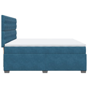 Κρεβάτι Boxspring με Στρώμα Μπλε 200x200 εκ. Βελούδινο - Pakobazaar