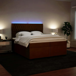 Κρεβάτι Boxspring με Στρώμα Ροζ 200x200 εκ. Βελούδινο - Pakobazaar