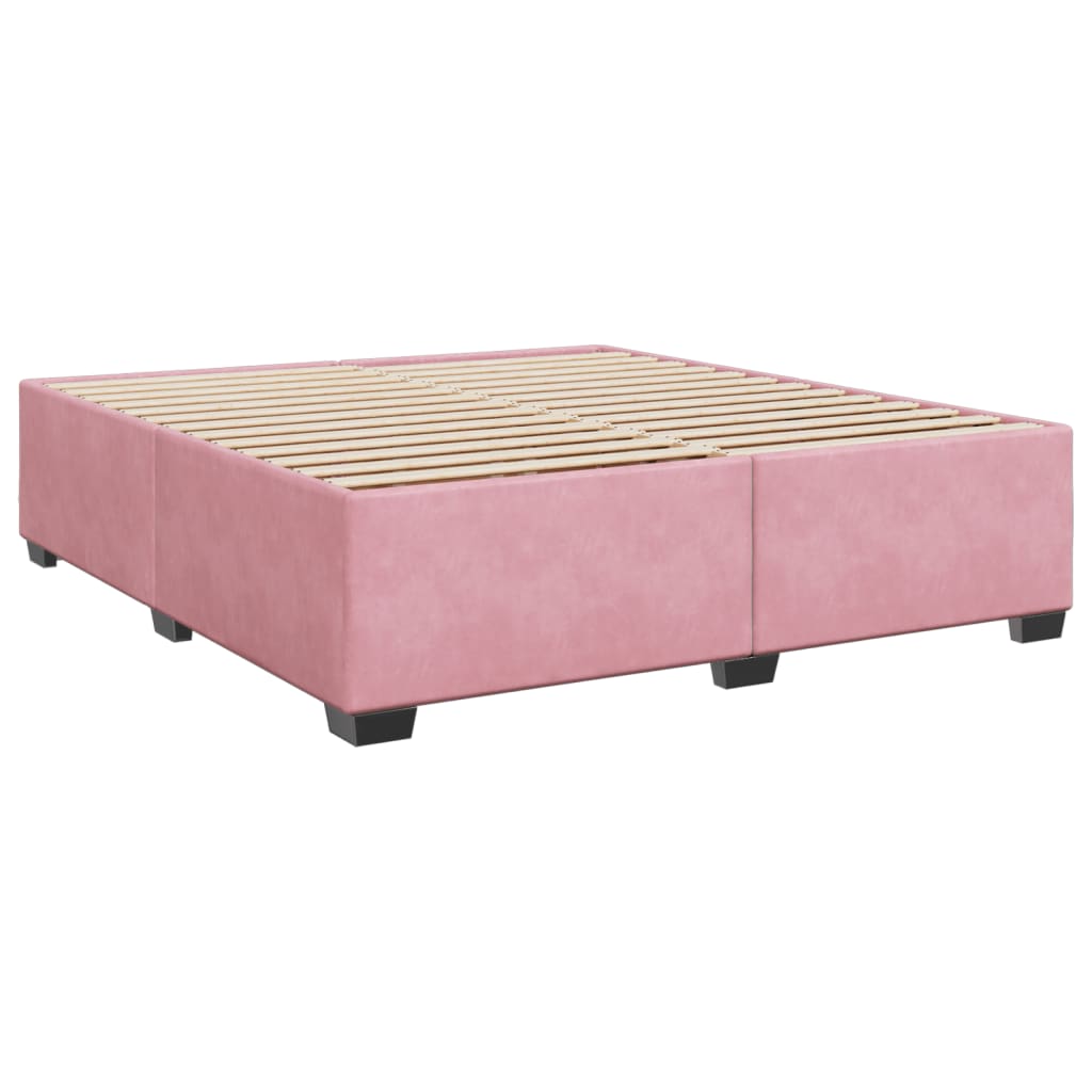 Κρεβάτι Boxspring με Στρώμα Ροζ 200x200 εκ. Βελούδινο - Pakobazaar