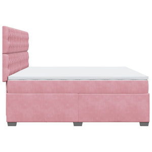 Κρεβάτι Boxspring με Στρώμα Ροζ 200x200 εκ. Βελούδινο - Pakobazaar