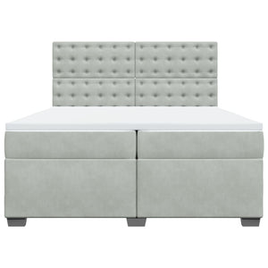 Κρεβάτι Boxspring με Στρώμα Ανοιχτό Γκρι 200x200 εκ. Βελούδινο - Pakobazaar