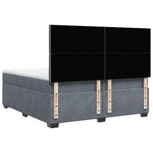 Κρεβάτι Boxspring με Στρώμα Σκούρο Γκρι 200x200 εκ. Βελούδινο - Pakobazaar