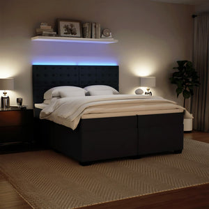 Κρεβάτι Boxspring με Στρώμα Σκούρο Γκρι 200x200 εκ. Βελούδινο - Pakobazaar