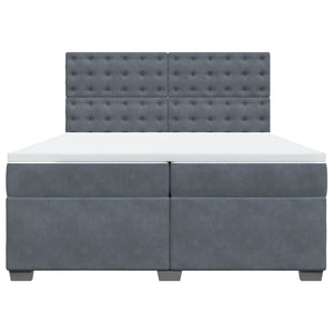 Κρεβάτι Boxspring με Στρώμα Σκούρο Γκρι 200x200 εκ. Βελούδινο - Pakobazaar