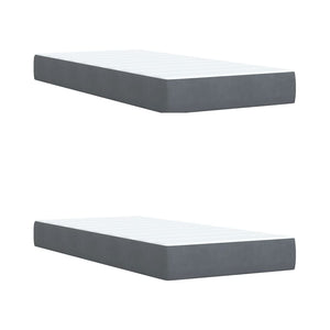 Κρεβάτι Boxspring με Στρώμα Σκούρο Γκρι 200x200 εκ. Βελούδινο - Pakobazaar