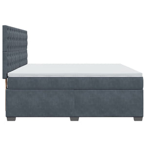 Κρεβάτι Boxspring με Στρώμα Σκούρο Γκρι 200x200 εκ. Βελούδινο - Pakobazaar