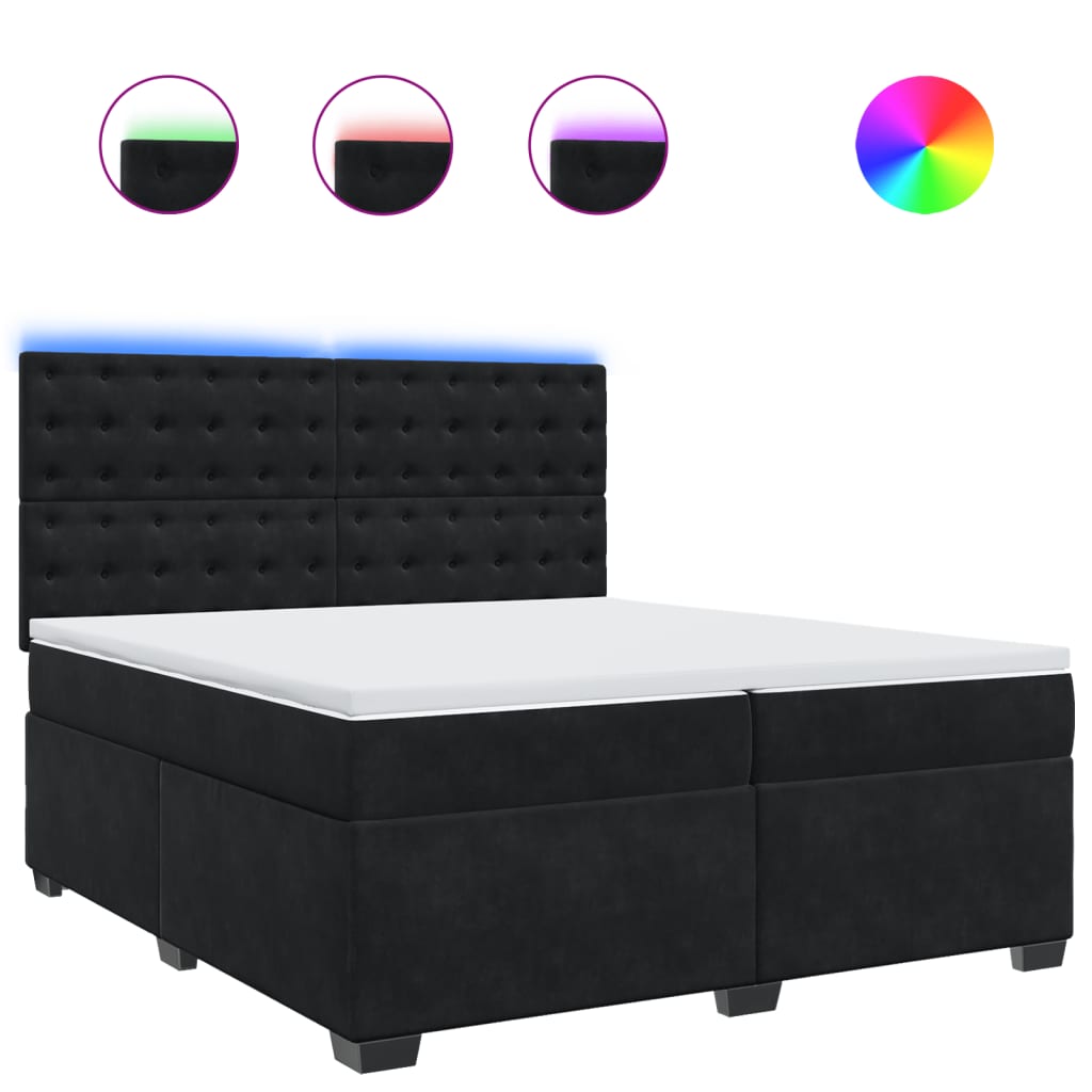 Κρεβάτι Boxspring με Στρώμα Μαύρο 200x200 εκ. Βελούδινο - Pakobazaar