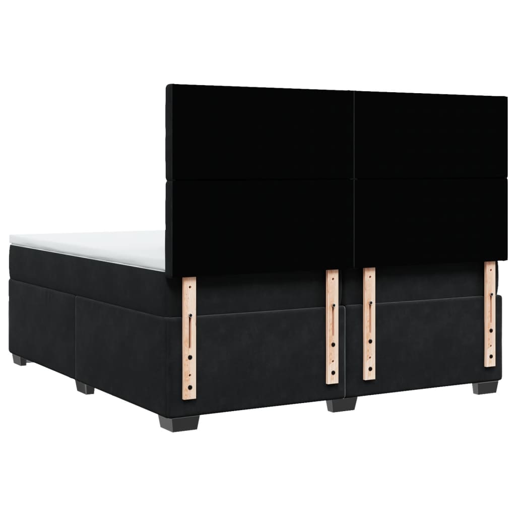 Κρεβάτι Boxspring με Στρώμα Μαύρο 200x200 εκ. Βελούδινο - Pakobazaar