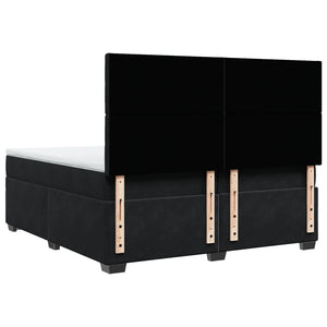 Κρεβάτι Boxspring με Στρώμα Μαύρο 200x200 εκ. Βελούδινο - Pakobazaar