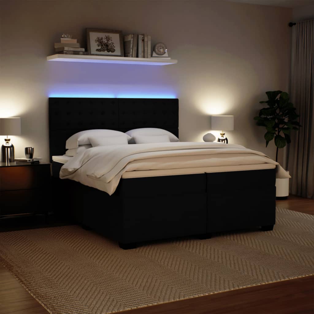 Κρεβάτι Boxspring με Στρώμα Μαύρο 200x200 εκ. Βελούδινο - Pakobazaar