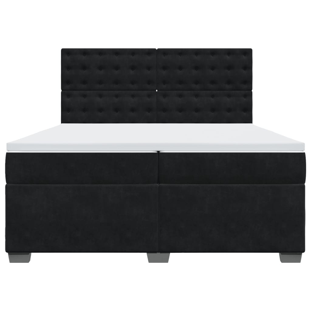 Κρεβάτι Boxspring με Στρώμα Μαύρο 200x200 εκ. Βελούδινο - Pakobazaar