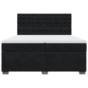 Κρεβάτι Boxspring με Στρώμα Μαύρο 200x200 εκ. Βελούδινο - Pakobazaar