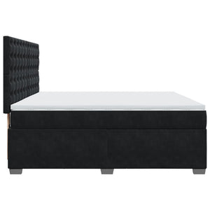 Κρεβάτι Boxspring με Στρώμα Μαύρο 200x200 εκ. Βελούδινο - Pakobazaar