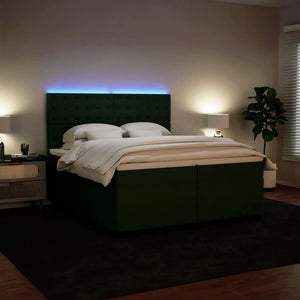 Κρεβάτι Boxspring με Στρώμα Σκούρο Πράσινο 200x200εκ. Βελούδινο - Pakobazaar