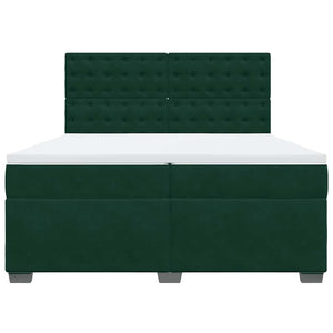 Κρεβάτι Boxspring με Στρώμα Σκούρο Πράσινο 200x200εκ. Βελούδινο - Pakobazaar
